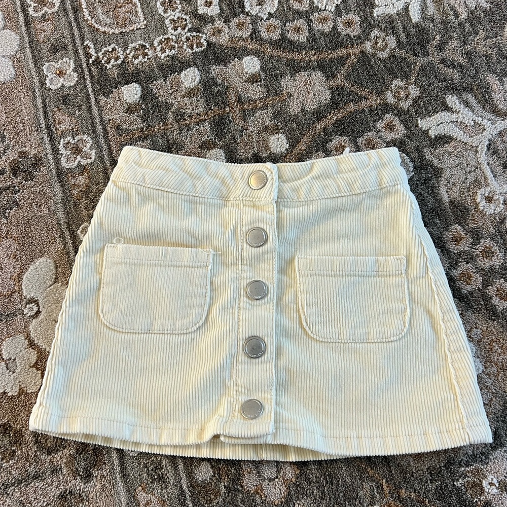 Jamie Kay Cream  milky yellow Corduroy Button-Front Kids Skirt